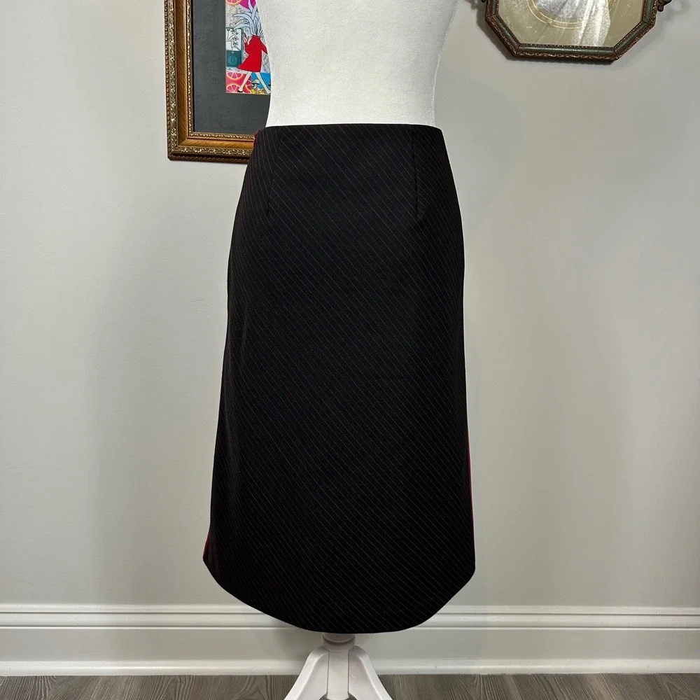 Vero Moda Red Black Plaid Pinstripe Pencil Skirt‎ - SIZE 34 Edgy Grunge Split